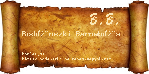 Bodánszki Barnabás névjegykártya
